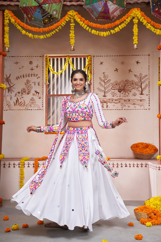 New Arrival White Lehenga Choli for Navratri
