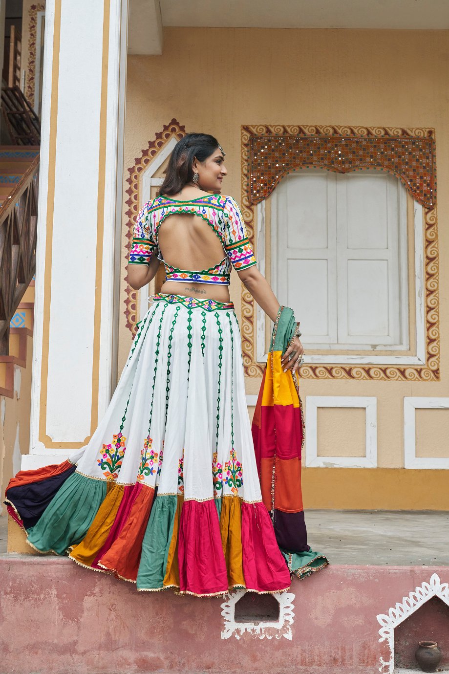 White navratri chaniya choli design images latest