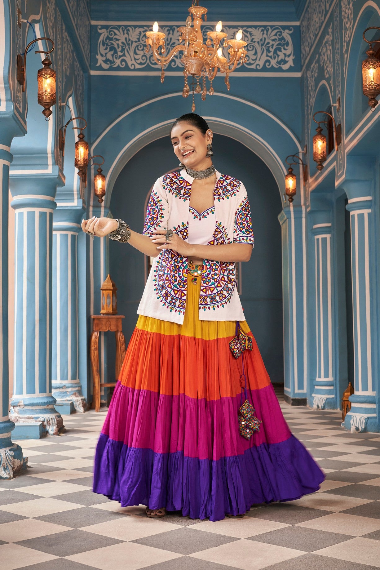 Multi color navratri lehenga choli for women with price