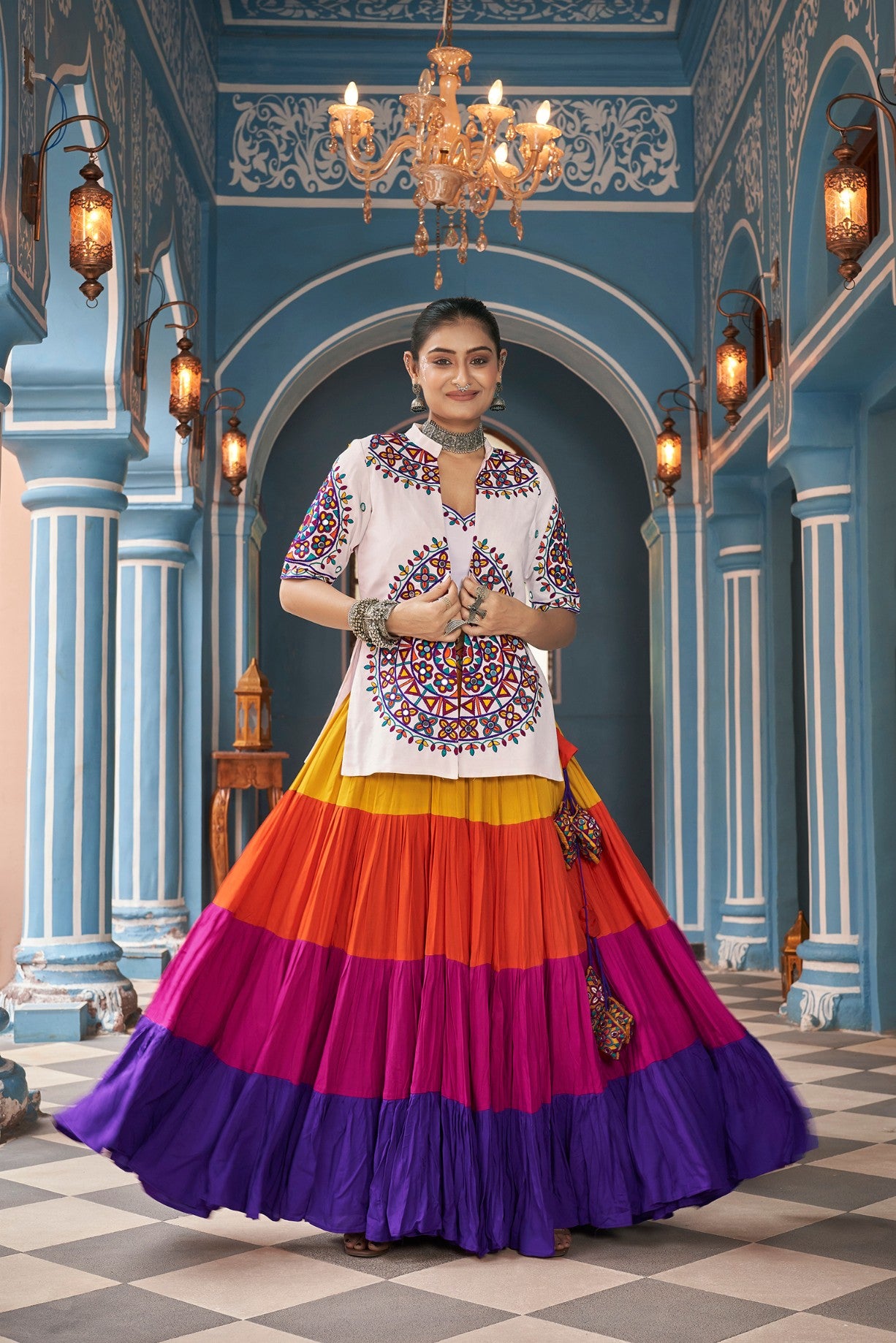 Multi color navratri lehenga choli for women online