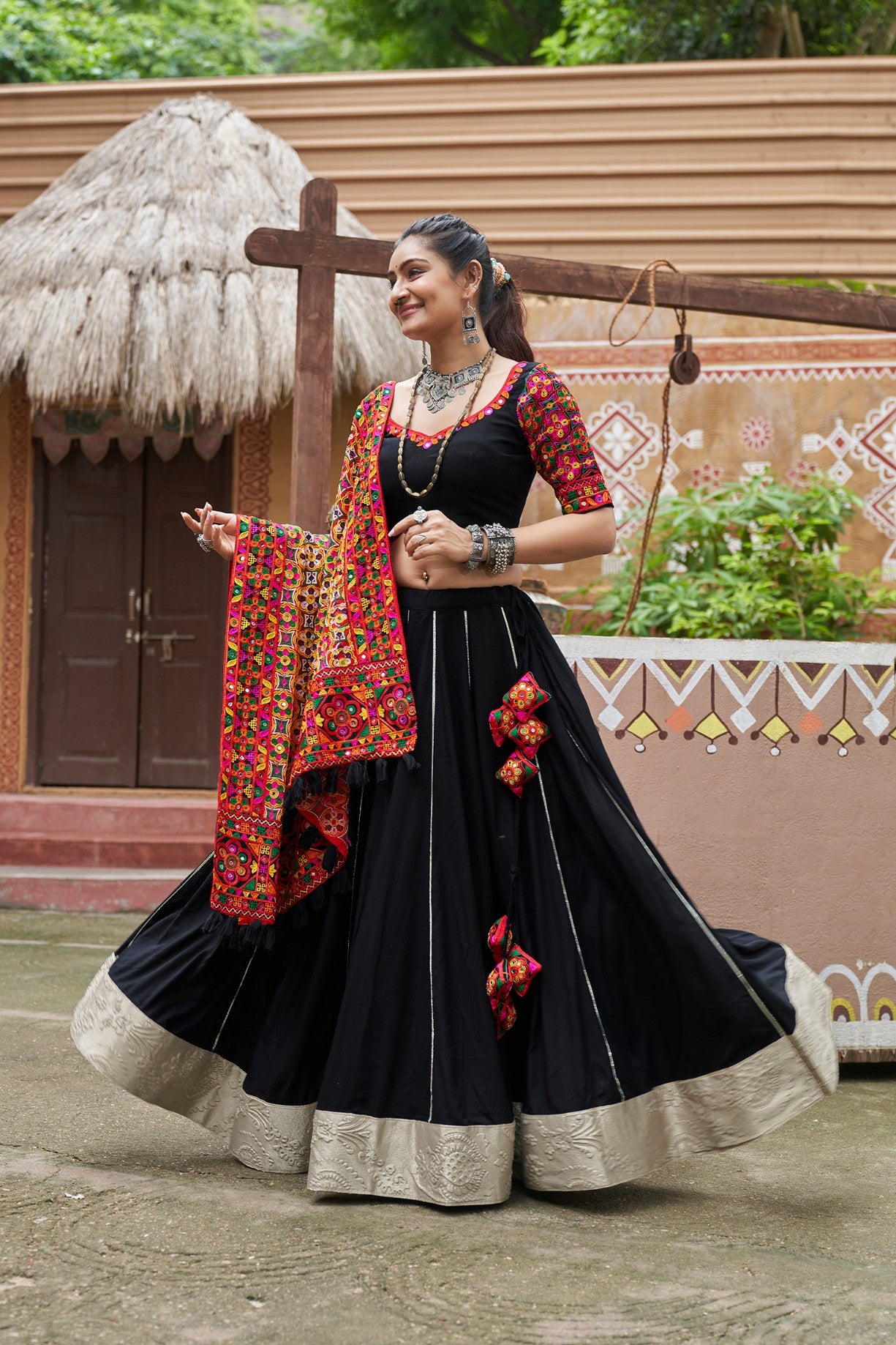 Black navratri lehenga choli for women