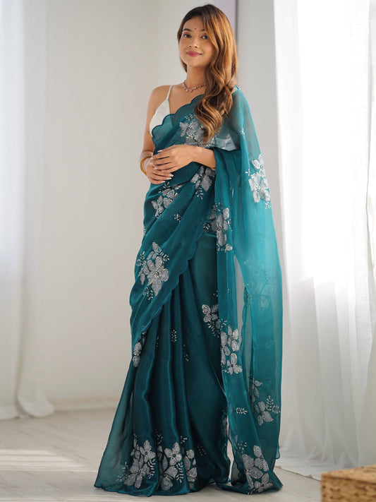 Rama color jimmy choo saree for women price