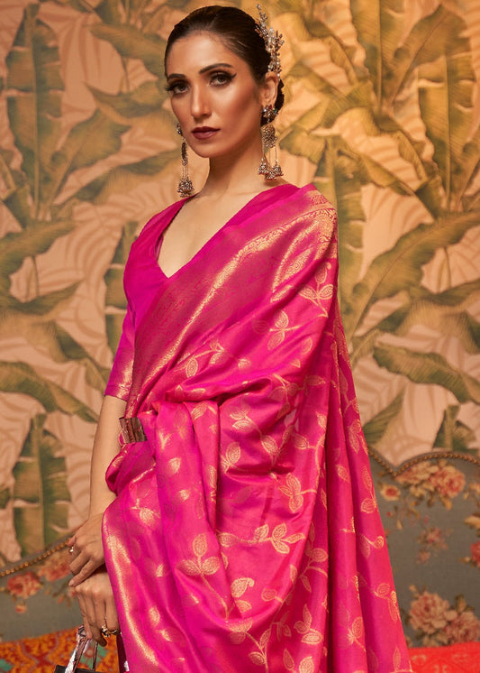 Rani pink wedding Saree
