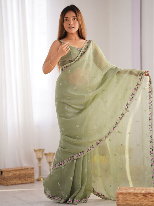 Green Saree Party Wear
