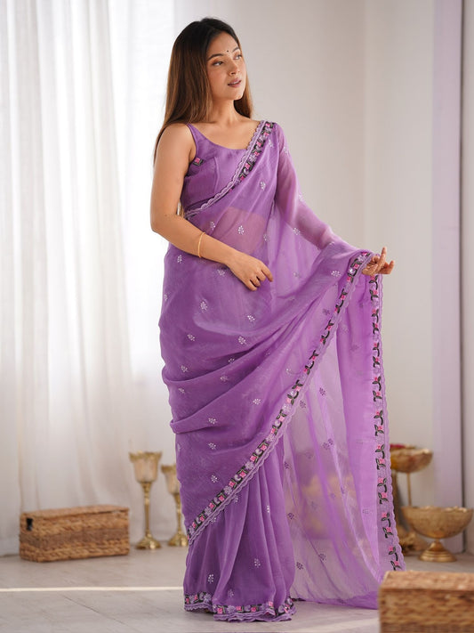 Purple Silk Saree for wedding