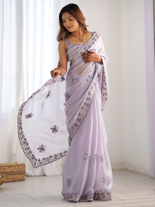 Lavender burberry saree for women online