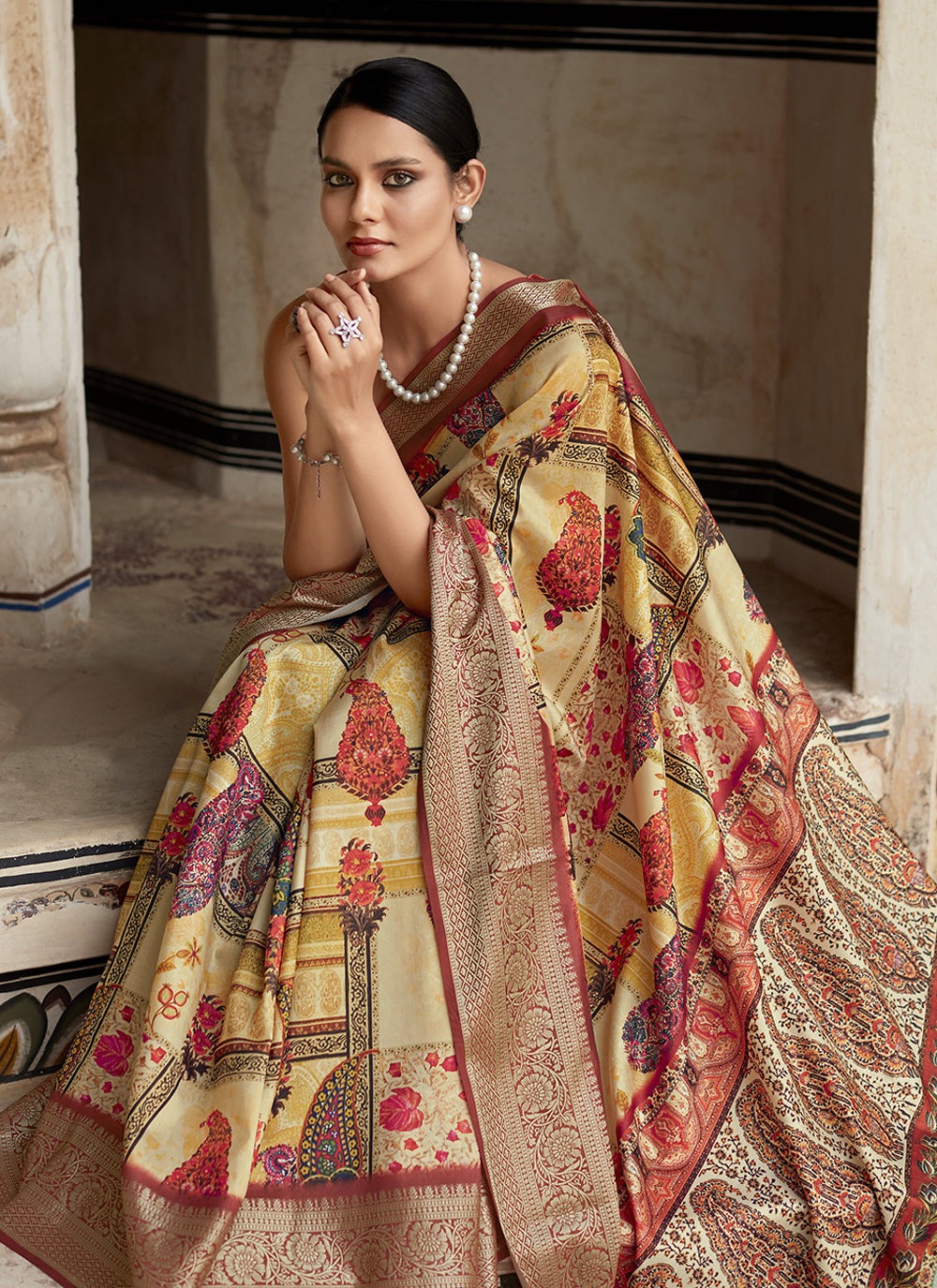 Multi color dola viscose saree for women online shopping