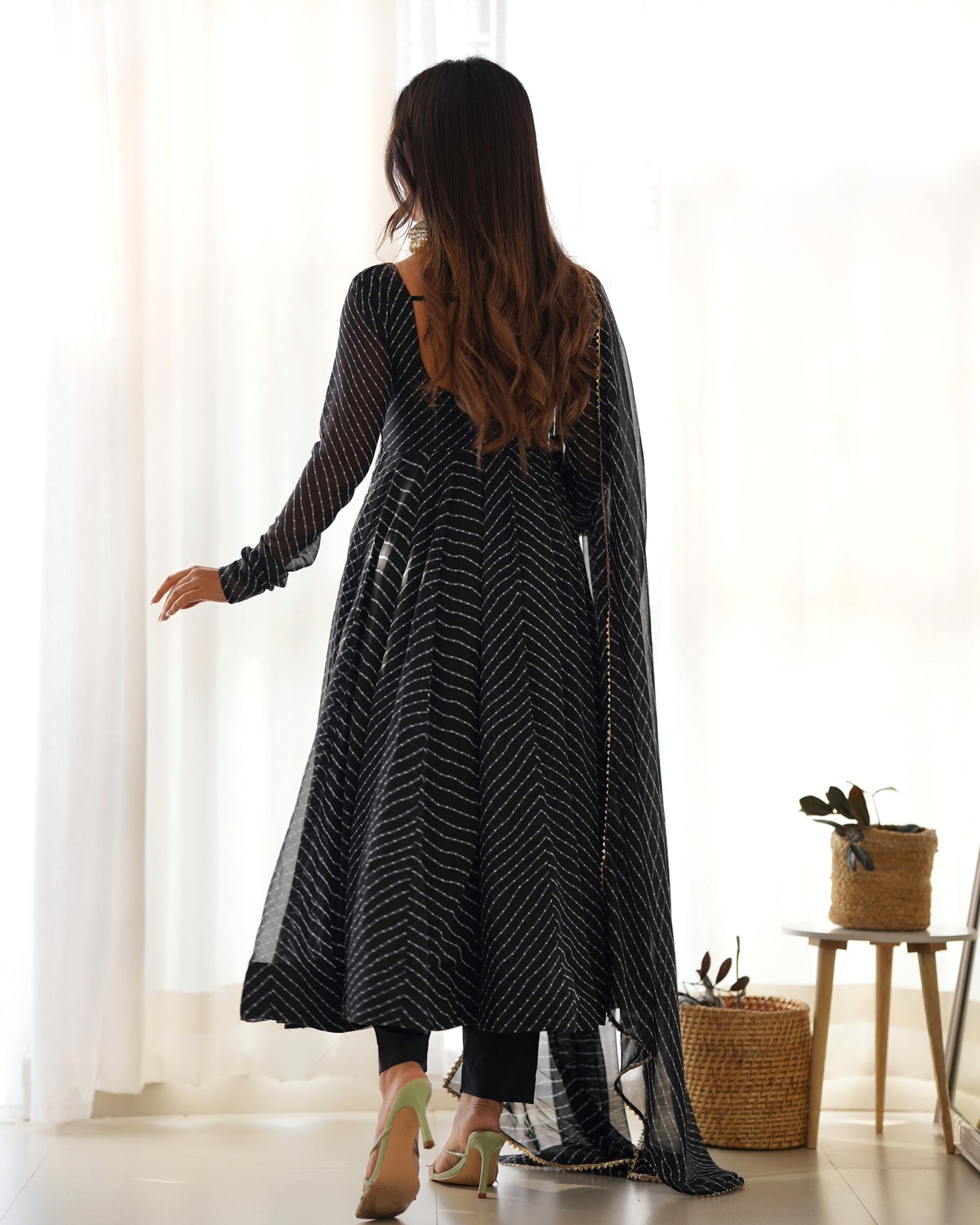 Long sleeve black gown for women