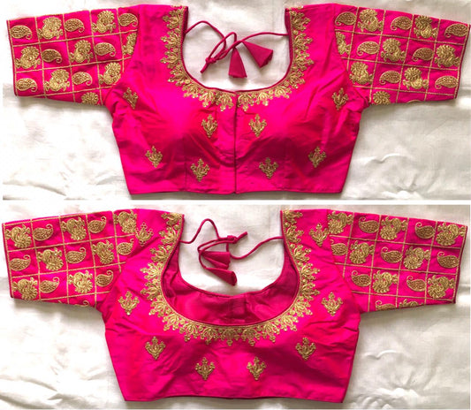 Pink color phantom silk blouse for wedding