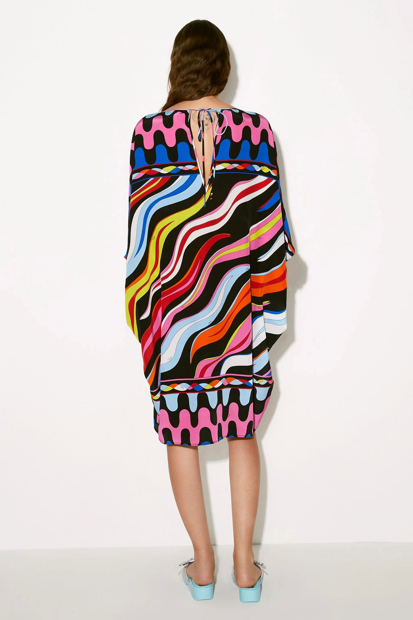 Multi color silk printed kaftan