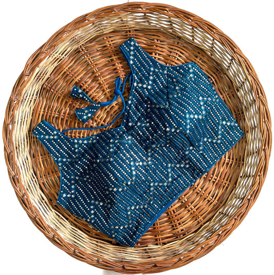 Dark firozi color georgette silk blouse