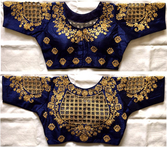 Navy blue color phantom silk blouse online