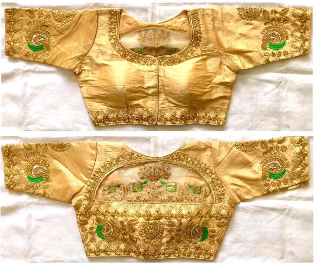 Beige color malbari silk blouse for women