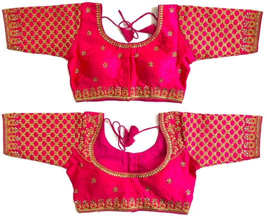 Pink color silk handwork blouse for women