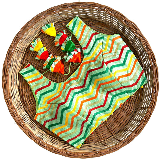 Pista color silk thread work blouse for women