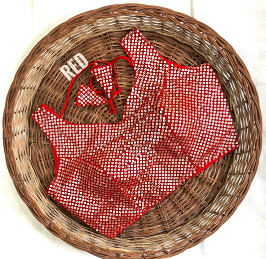 Red color sequins work blouse for reception