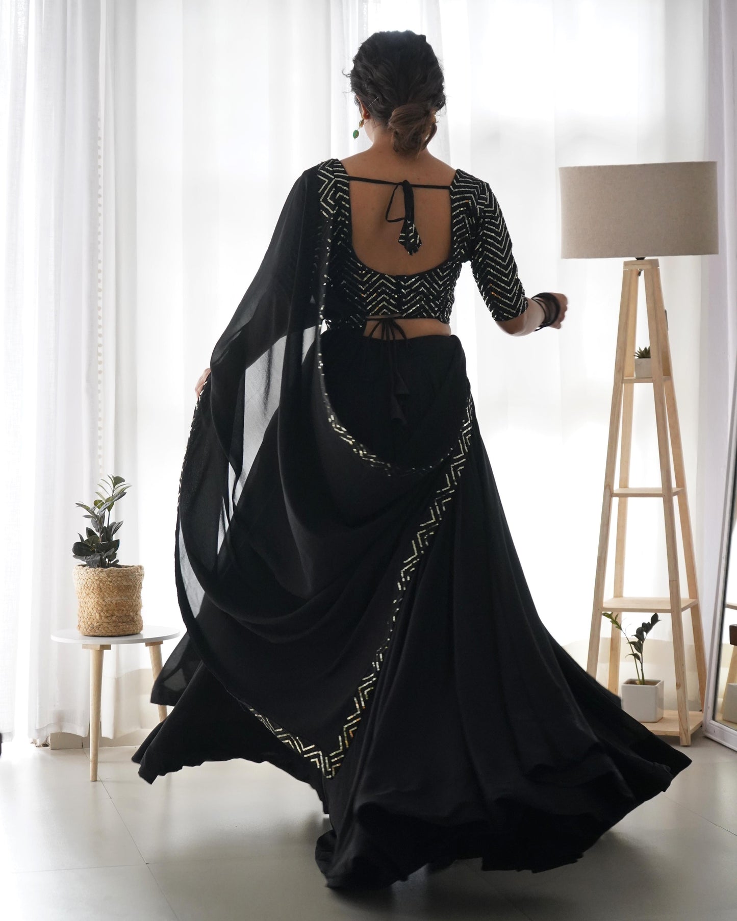 Black georgette lehenga choli with dupatta online