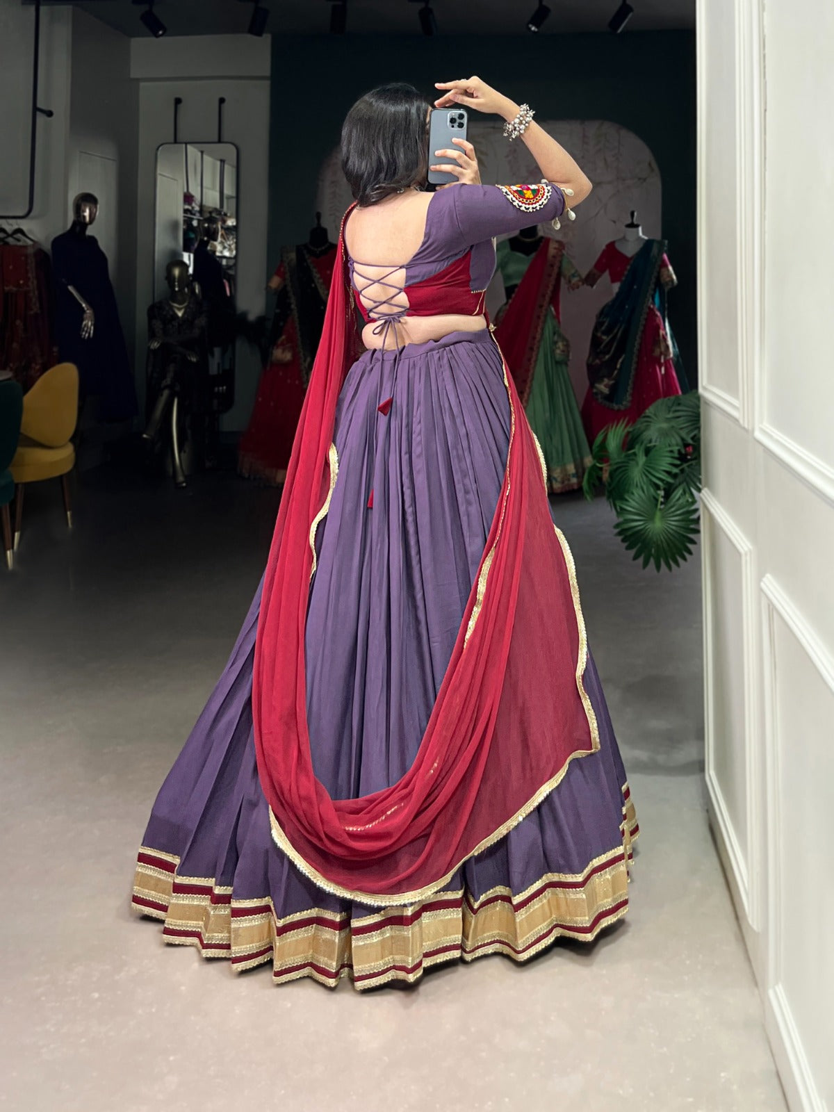 Readymade mauve lehenga with online