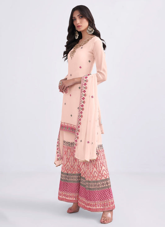 Peach color georgette sharara suit for women online
