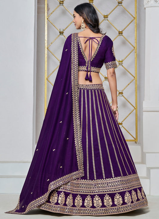 Wedding wear purple color lehenga choli with dupatta online