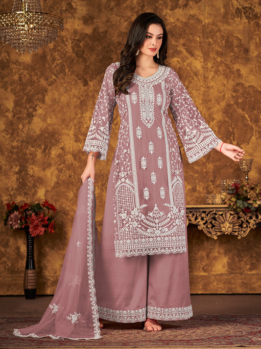Onion color net sharara suit for women price