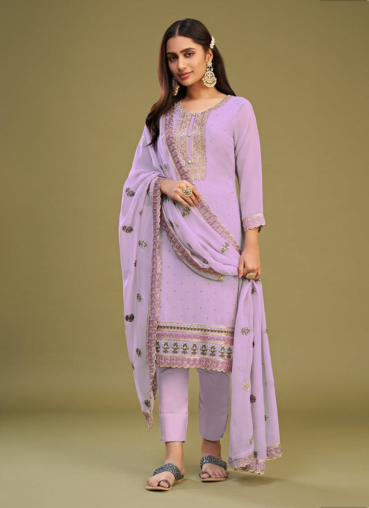 Lavender color georgette salwar suit for women price