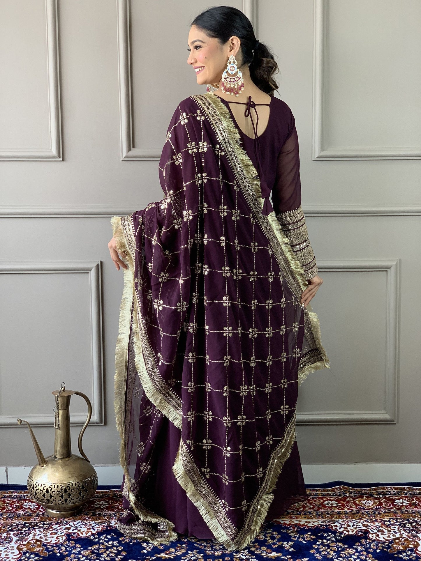 Wine colour Gown for Reception