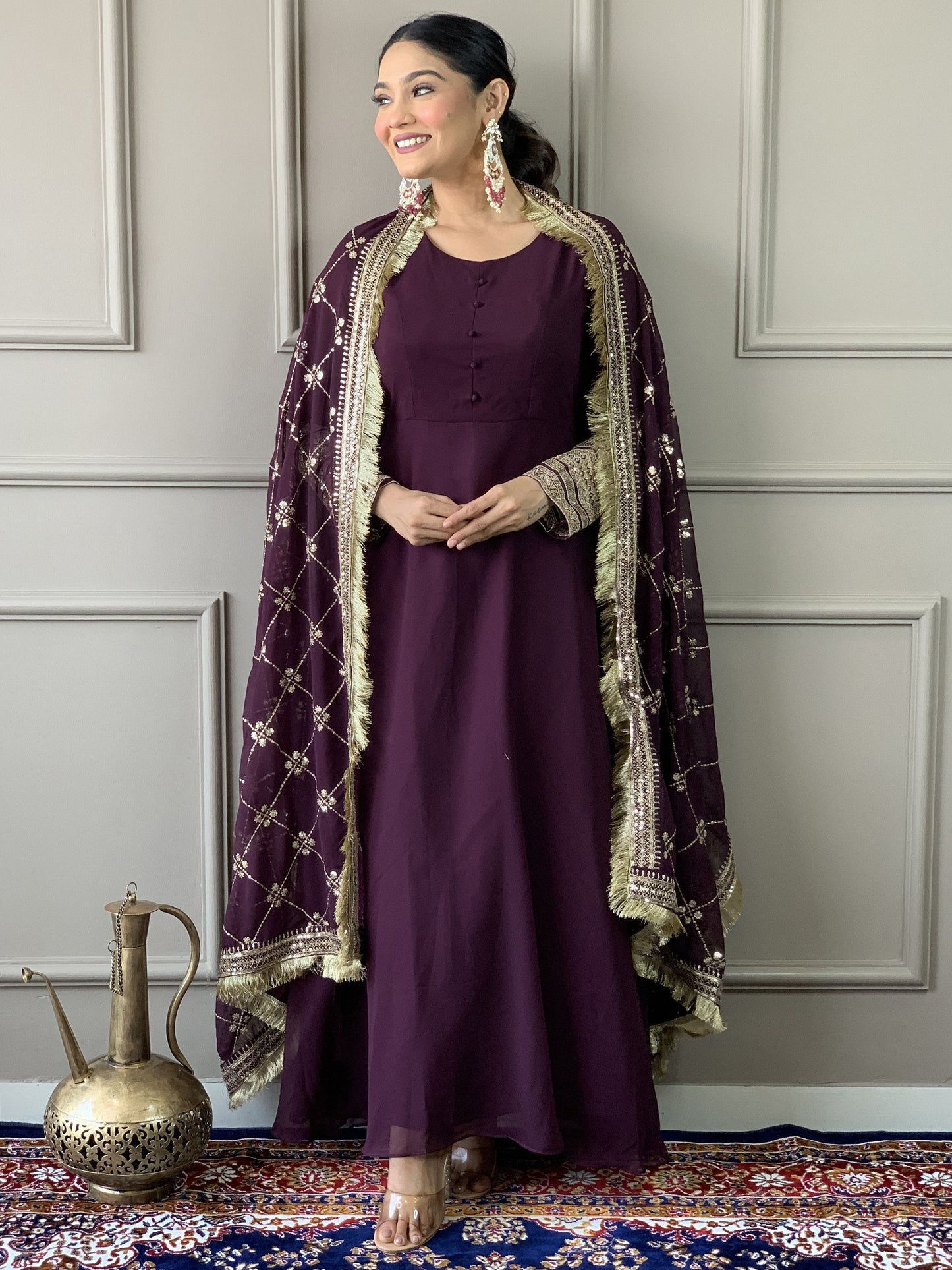 Wine colour Gown for Engagement