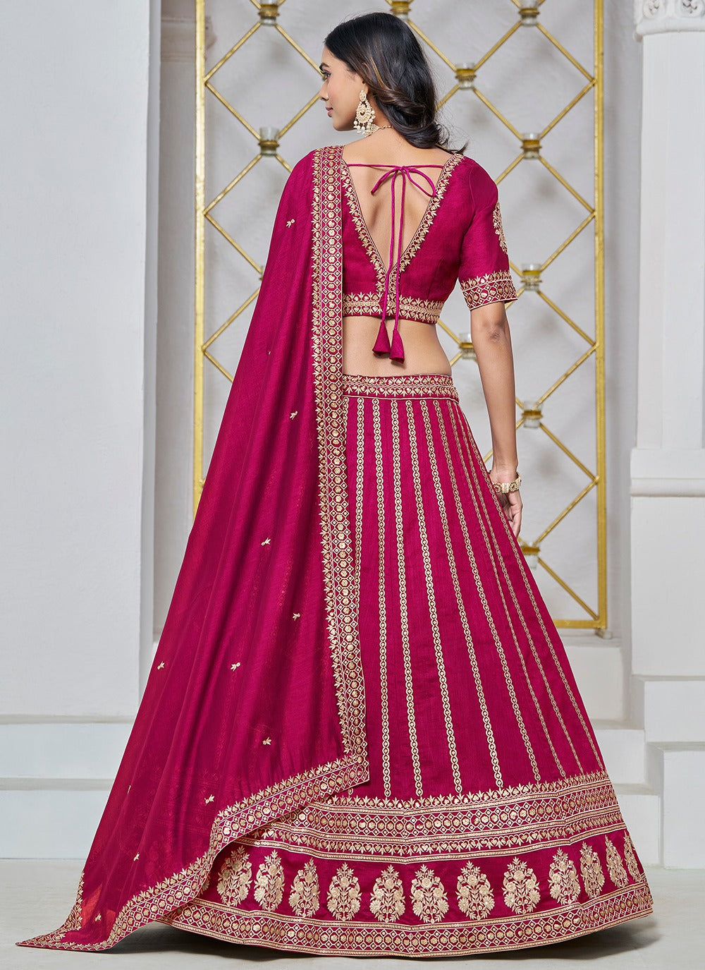 Pink color wedding wear lehenga choli for women