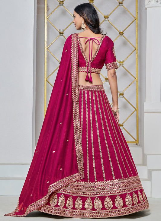 Pink color wedding wear lehenga choli for women
