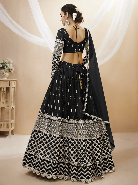 Black color georgette and sequins zari embroidered work choli online