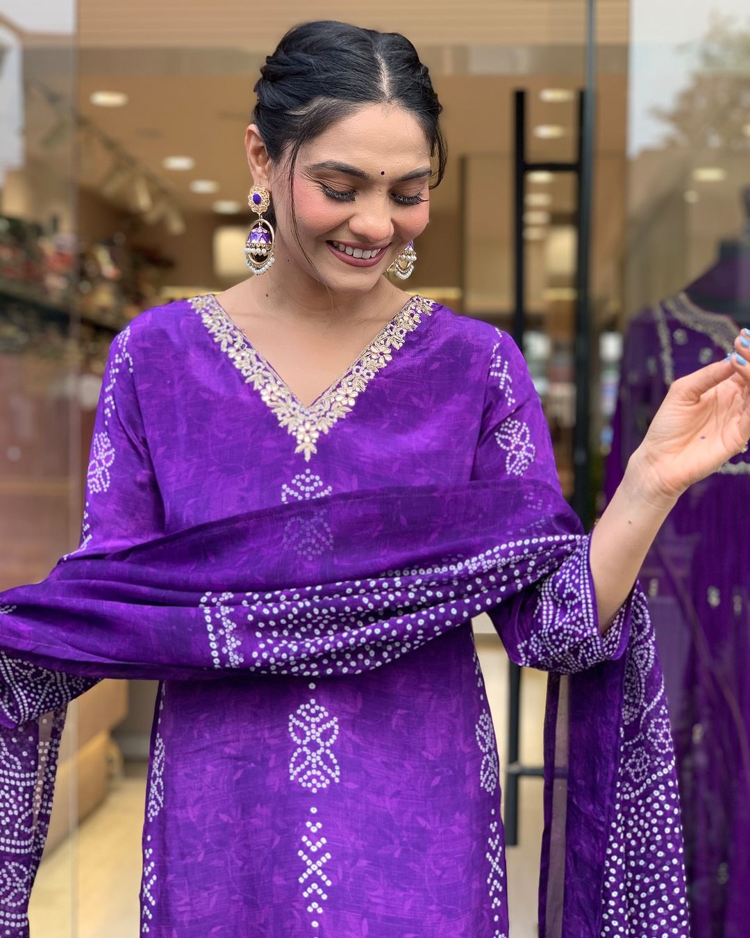 Purple color viscose chanderi salwar suit price