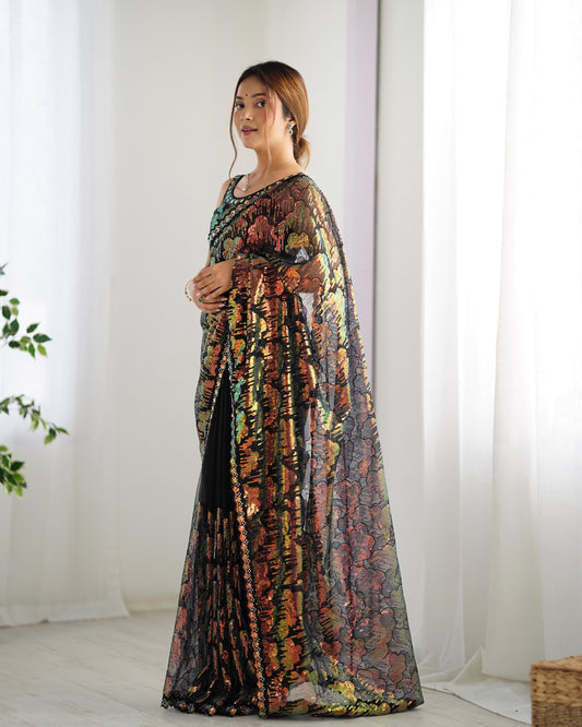 Black Net Saree for weddings