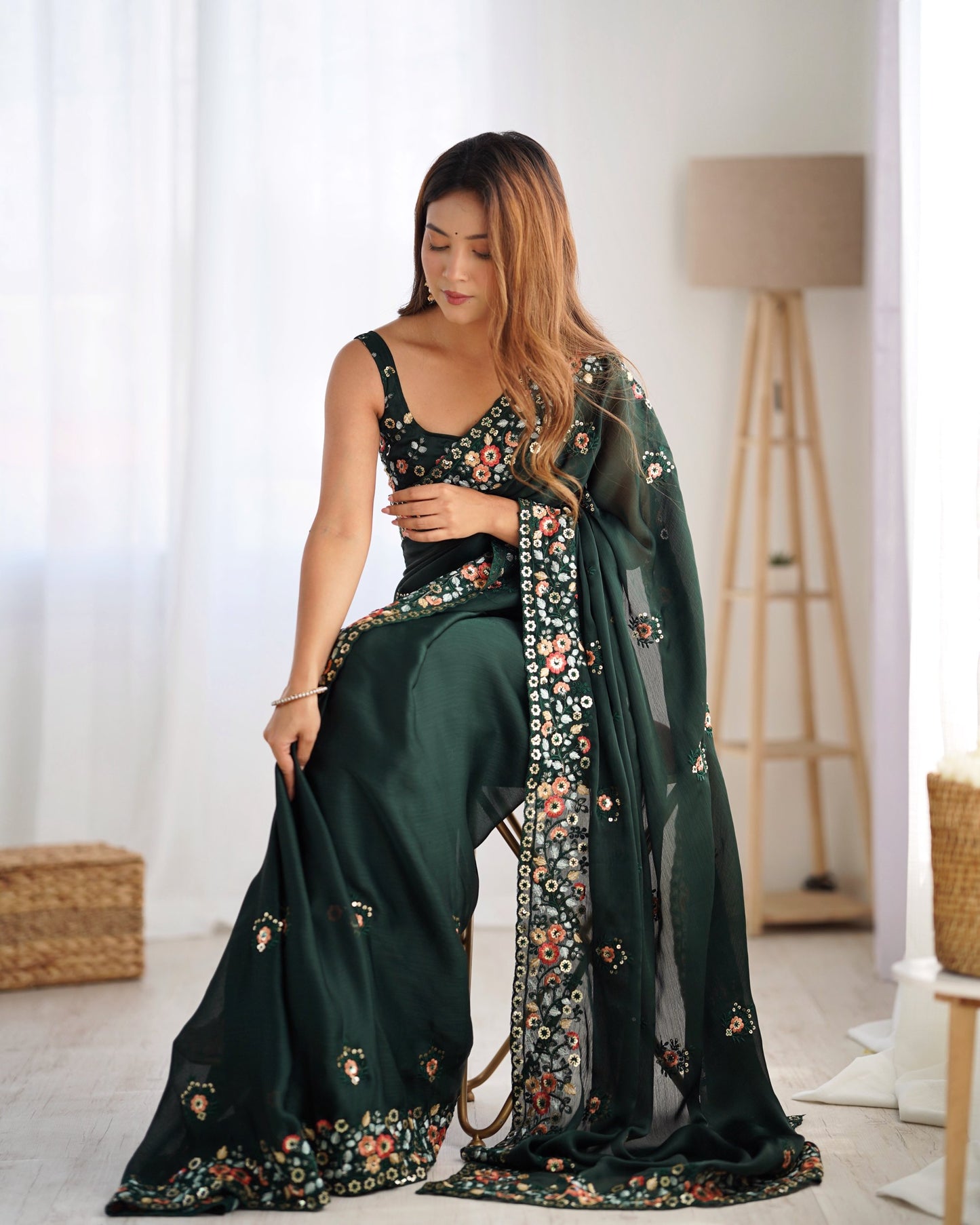 Green Saree Party Wear