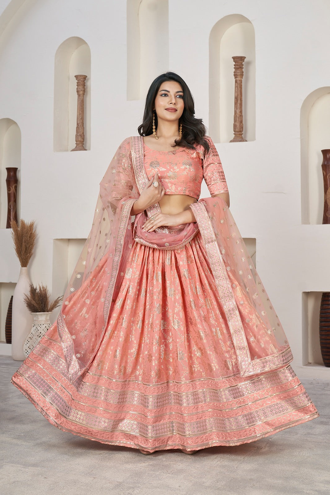 Peach color lehenga choli