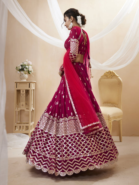 Hot pink color georgette lehenga choli with price
