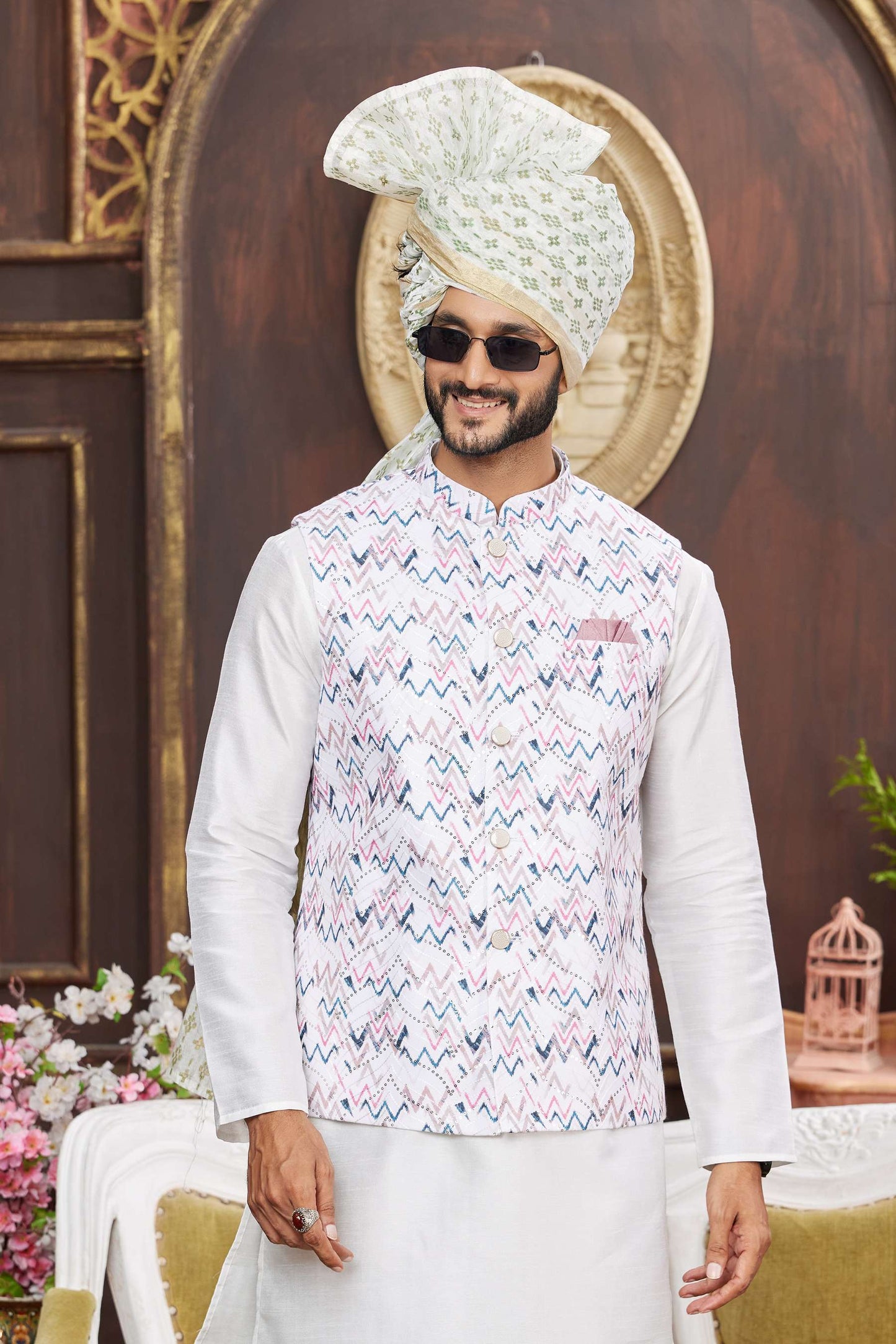 Shop Kurta Pajama With Jacket Set for Men Online USA