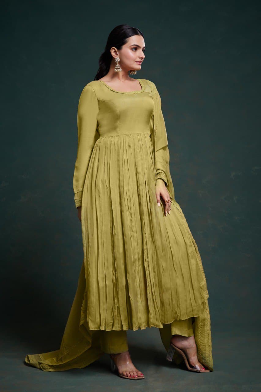 Green organza salwar suit for Party