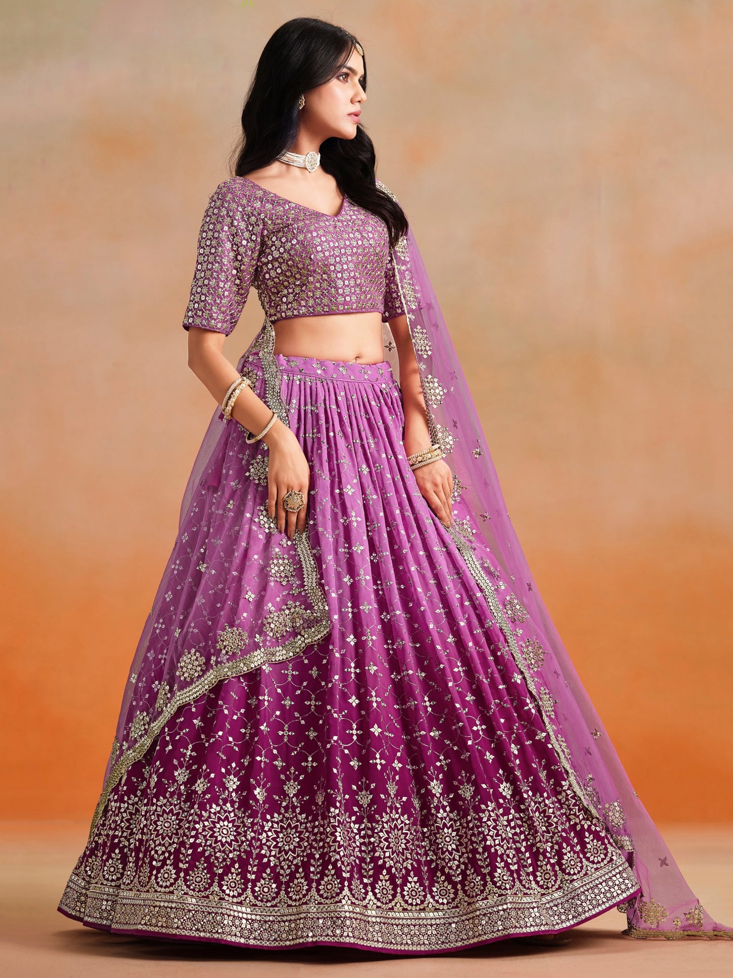 Stunning pink color designer chaniya choli UK