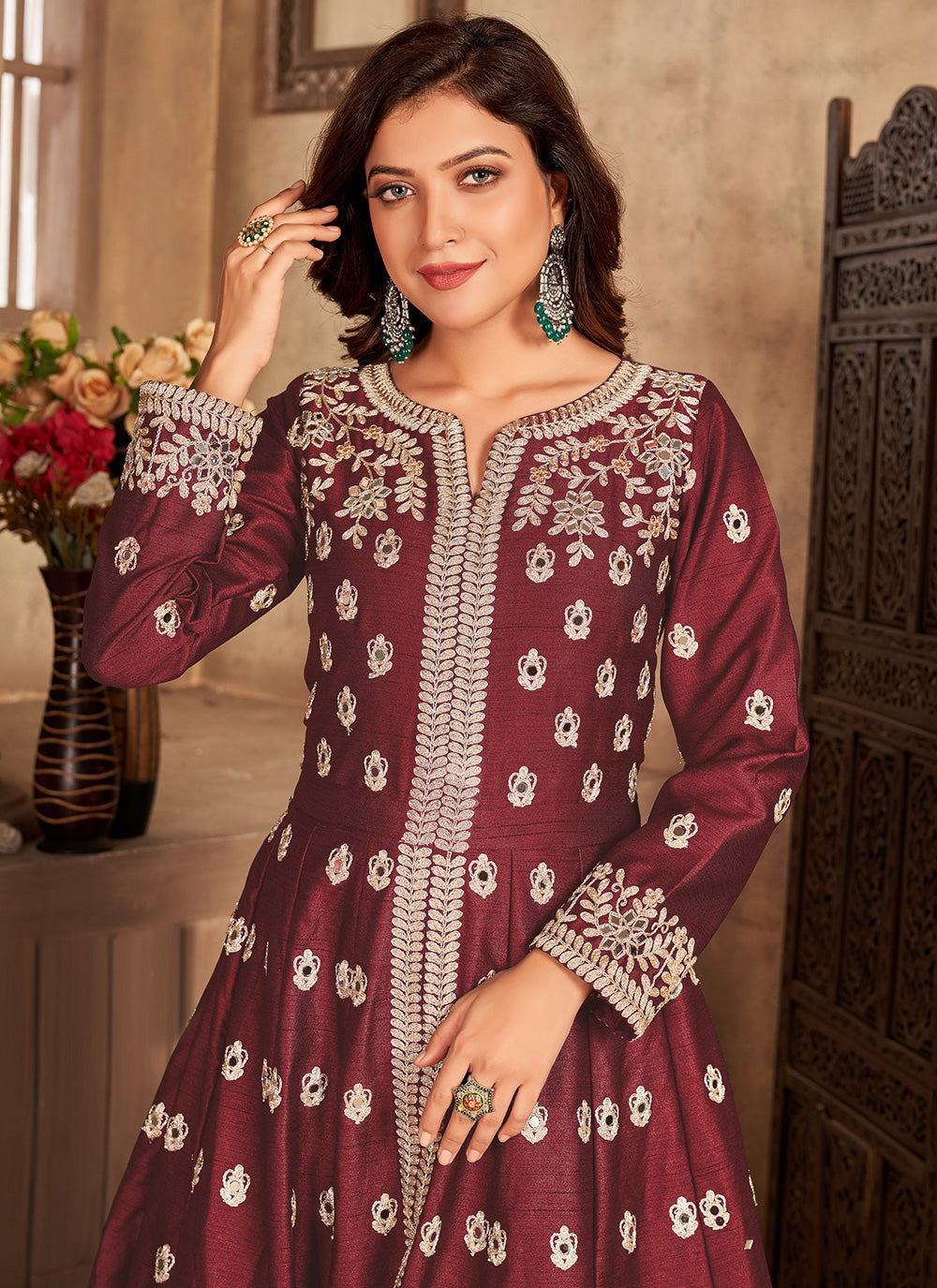 Maroon silk salwar suit for women price