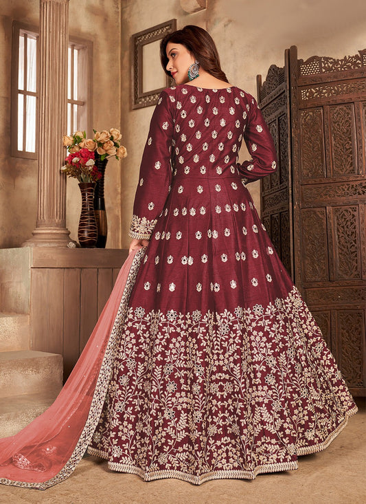 Maroon colour Suit With Dupatta