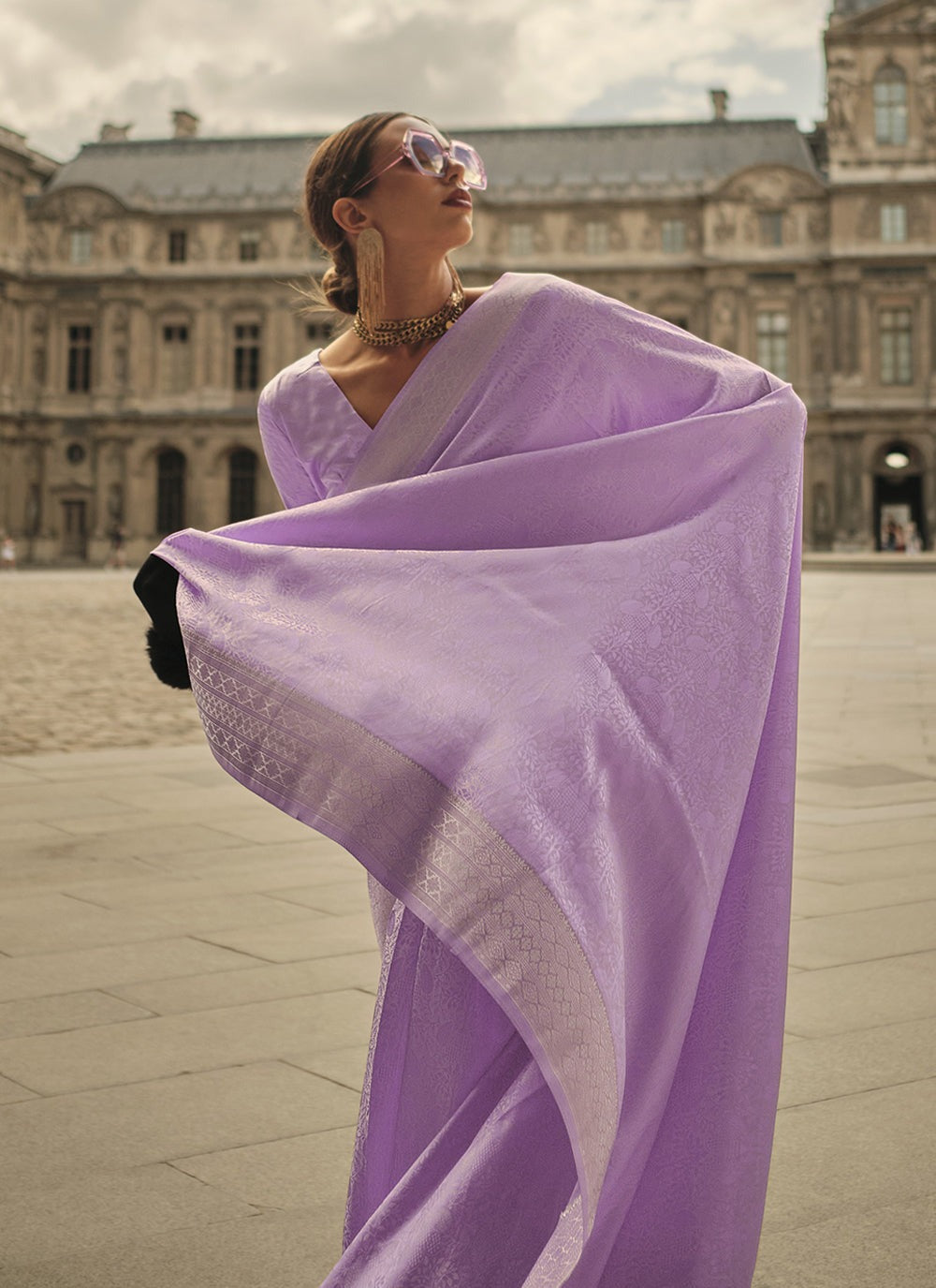 Purple satin silk weaving saree for women online shopping