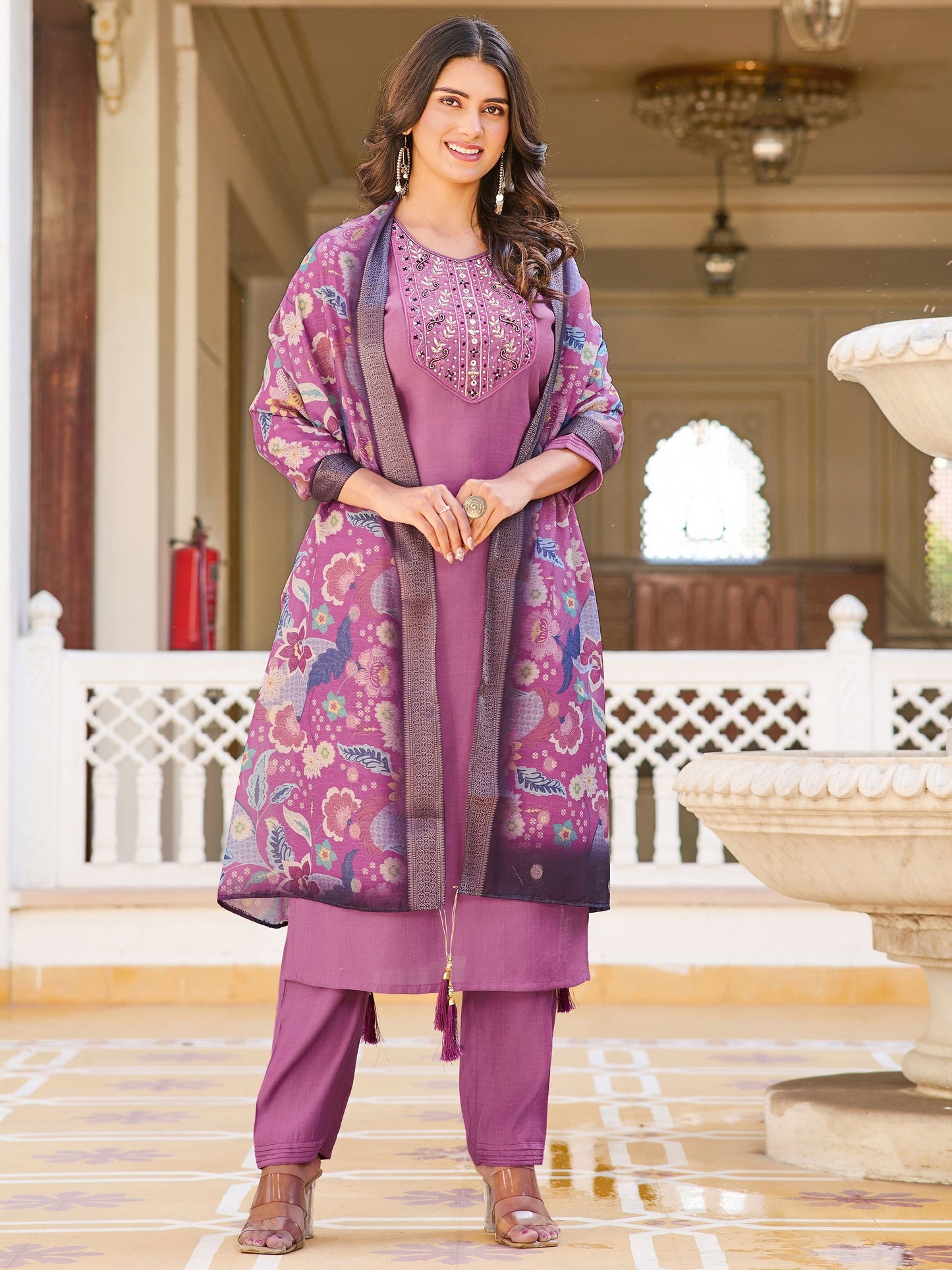 Purple color vatican salwar suit for women with dupatta