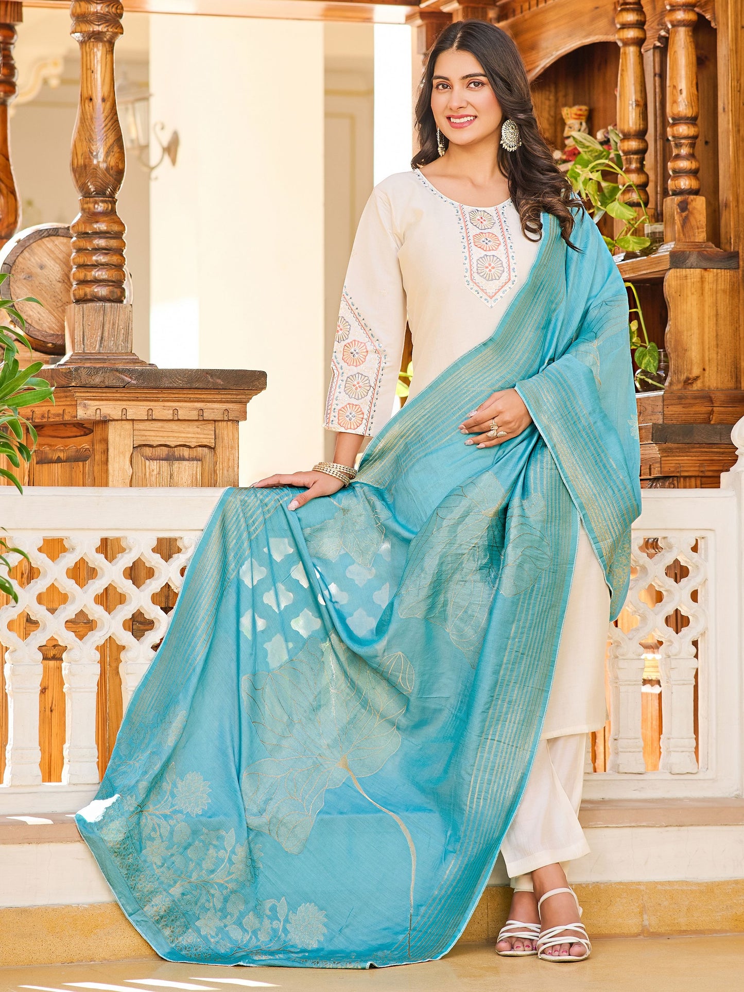 Cream color vatican salwar suit for party