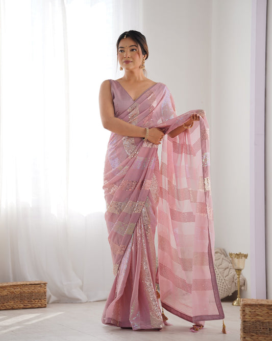 Light pink Georgette Saree