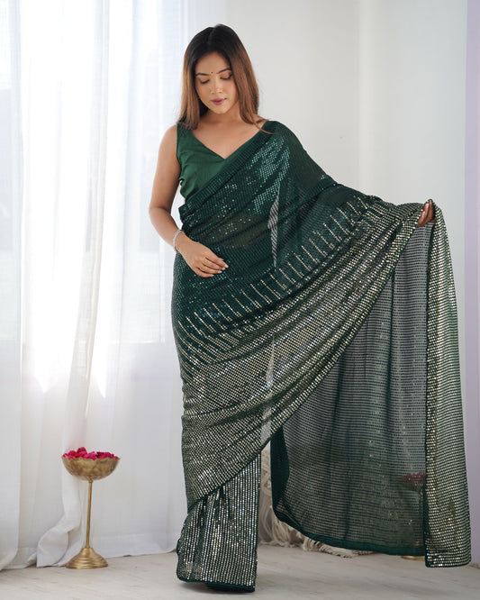 Dark green Georgette Saree for women