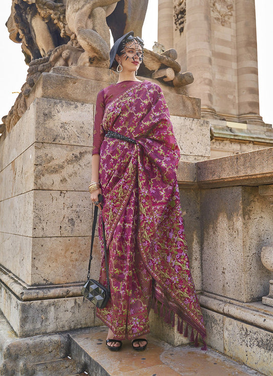 Dark Purple Organza Saree