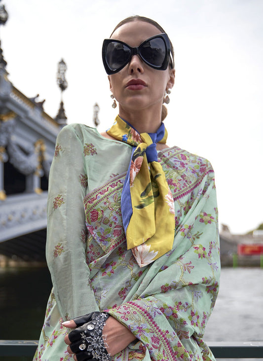 Pista Green Organza Saree