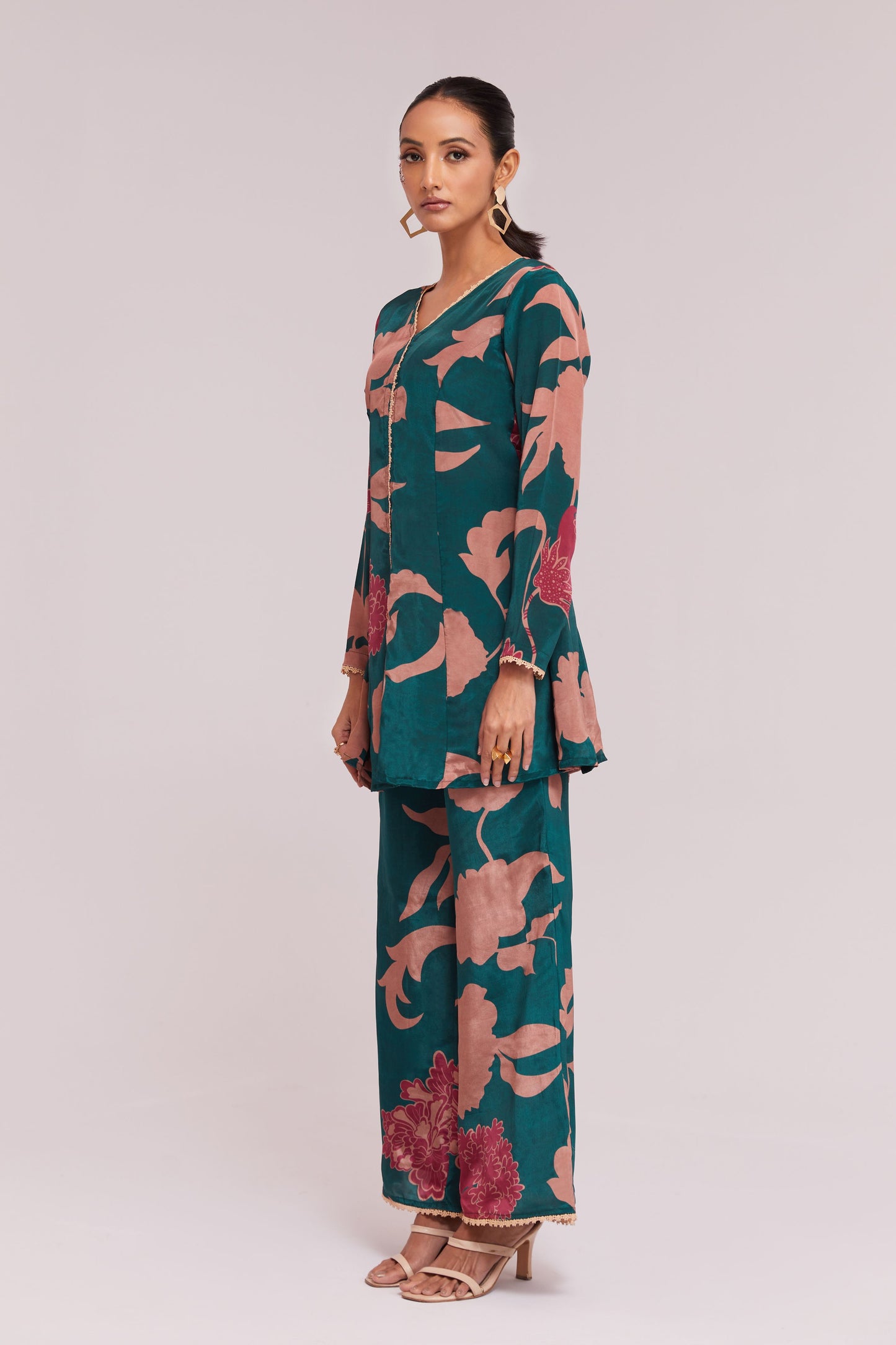 Teal color crepe designer co ord set online
