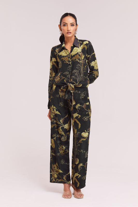 Black color crepe printed co ord set images